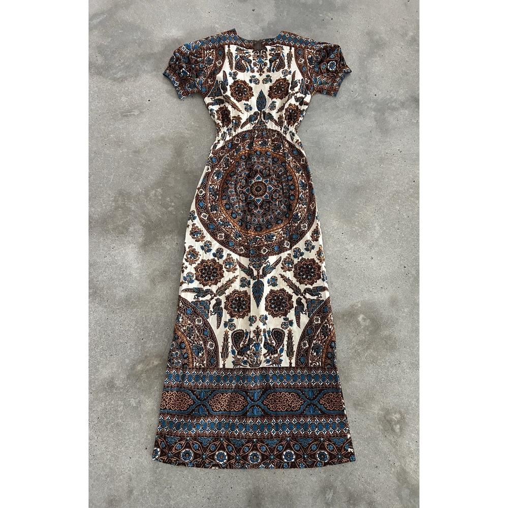 Vintage Cotton‎ Print Hatari? Kaftan Dress Ethnic Boho 1960's XS